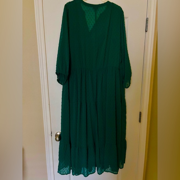 Torrid 4X Kelly Green Peasant Chiffon maxi dress long slip dress layered  24 26 - Picture 10 of 16